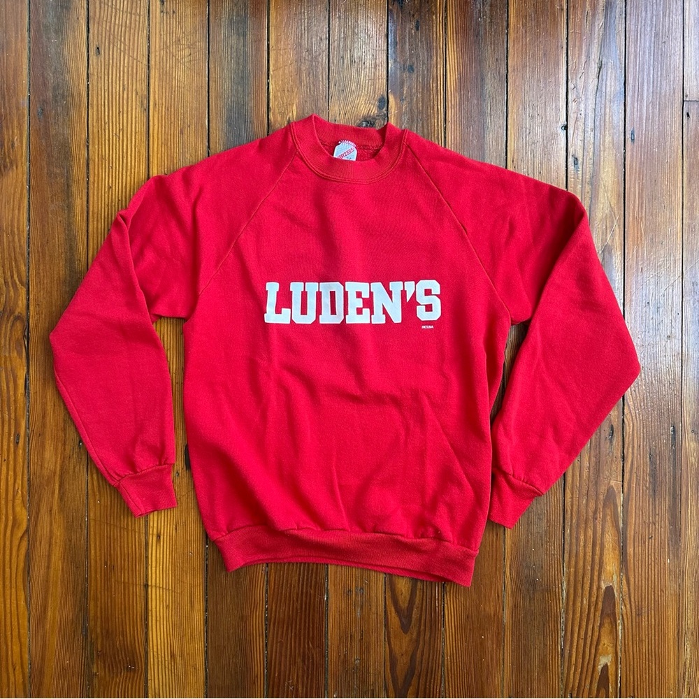 Vintage 80s Jerzees Luden's Candy Cough Drops Red Sweatshirt Large